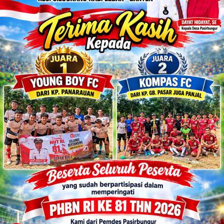 Yong Boy FC Juara Perlombaan Sepak Bola Desa Pasirbungur, Final Berlangsung Meriah